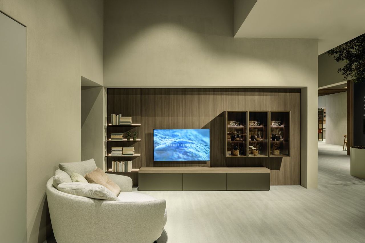 Composizione living con vetrine